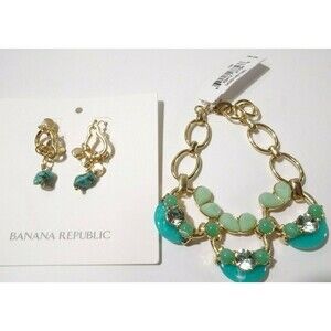 Lee Angel Women's Turq Sea Bracelet Banana Republic Zuma Earrings Set 2 NWT 110